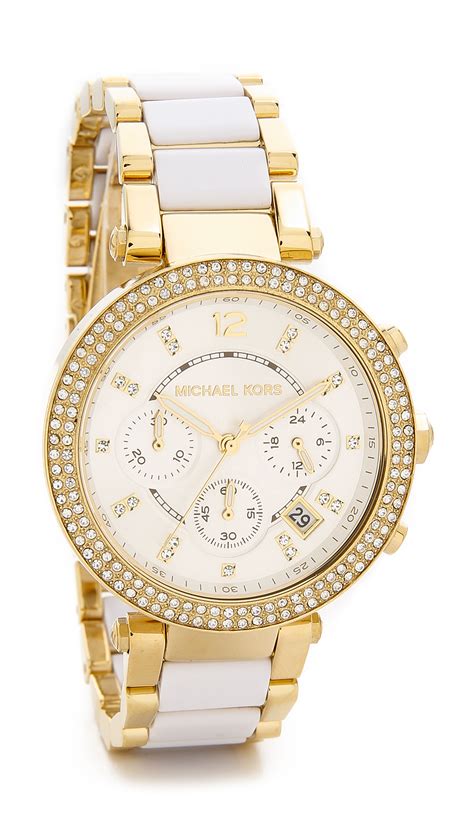 michael kors watch gold white